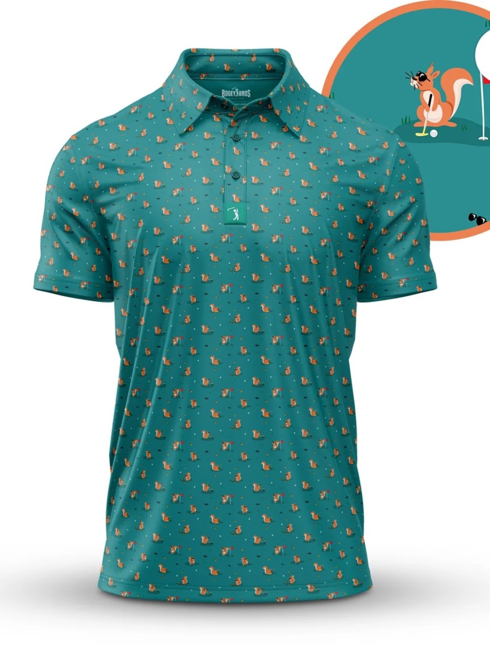 Bogey Bros Polo Shirt Mens Large Teal Golf Found A Nut Collared Stretchy UPF 50